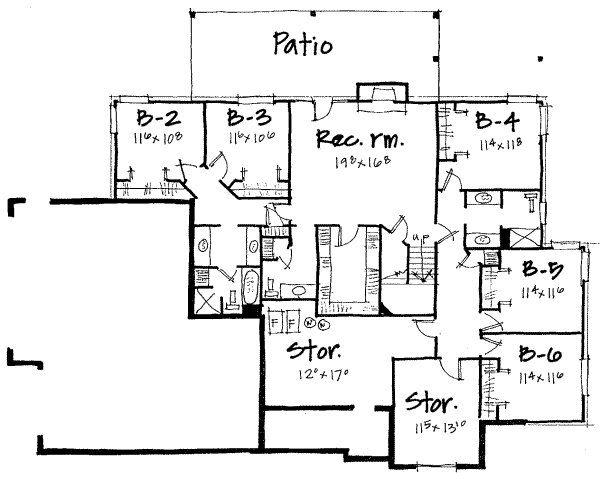 Traditional Floor Plan - Lower Floor Plan #308-218