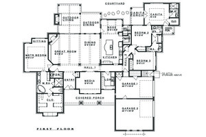 Floor Plan - Main Floor for Ranch House Plan #935-6 - 4 bed, 3.5 bath