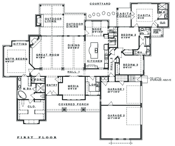 Architectural House Design - Ranch Floor Plan - Main Floor Plan #935-6