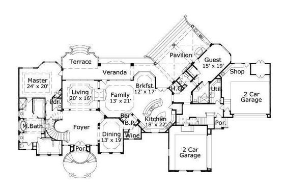 Floor Plan - Main Floor for European House Plan #411-383 - 4 bed, 4.5 bath