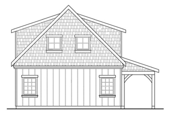 Exterior - Rear Elevation for Craftsman House Plan #124-891, 0 bath