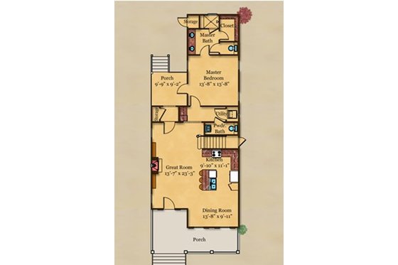 Floor Plan - Main Floor for Beach House Plan #442-4 - 3 bed, 2.5 bath