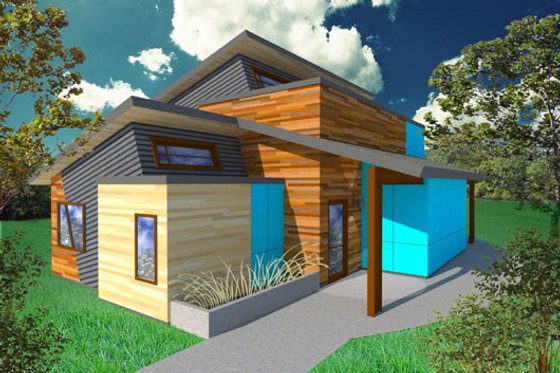 Exterior - Front Elevation for Modern House Plan #518-1 - 3 bed, 2 bath