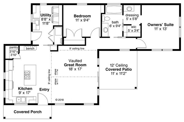 House Blueprint - Ranch Floor Plan - Main Floor Plan #124-1114