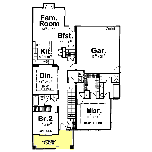 Dream House Plan - Cottage Floor Plan - Main Floor Plan #20-1215