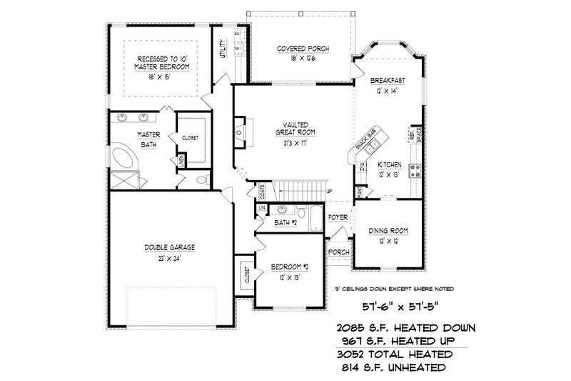 Traditional Style House Plan - 4 Beds 3 Baths 3052 Sq/Ft Plan #424-423 ...