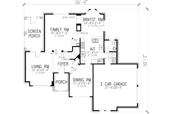 Floor Plan - Main Floor for European House Plan #410-365 - 4 bed, 2.5 bath