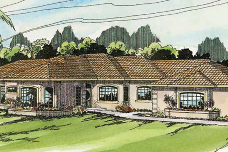 Dream House Plan - Mediterranean Exterior - Front Elevation Plan #124-132