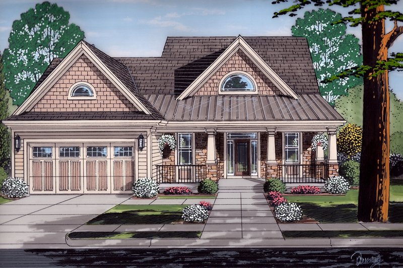 House Blueprint - Craftsman Exterior - Front Elevation Plan #46-494