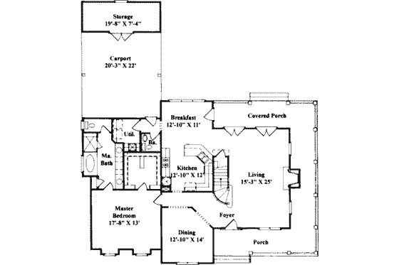 Floor Plan - Main Floor for Country House Plan #37-219 - 4 bed, 3.5 bath