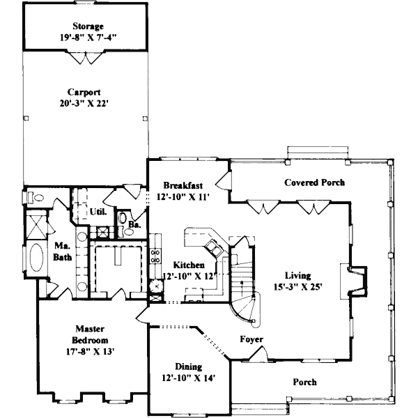 Architectural House Design - Country Floor Plan - Main Floor Plan #37-219