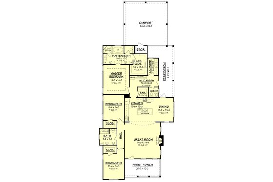 Floor Plan - Main Floor for Traditional House Plan #430-145 - 3 bed, 2.5 bath