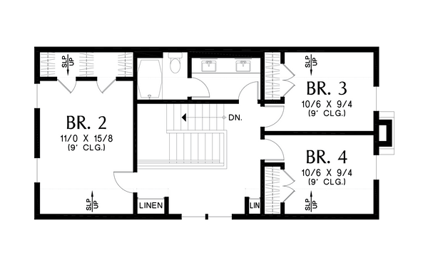 Farmhouse Floor Plan - Upper Floor Plan #48-1081