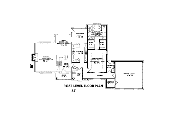 Floor Plan - Main Floor for European House Plan #81-1484 - 3 bed, 2.5 bath
