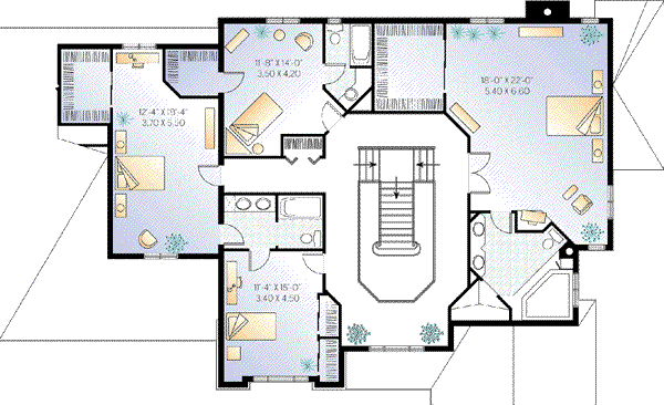 House Blueprint - European Floor Plan - Upper Floor Plan #23-344