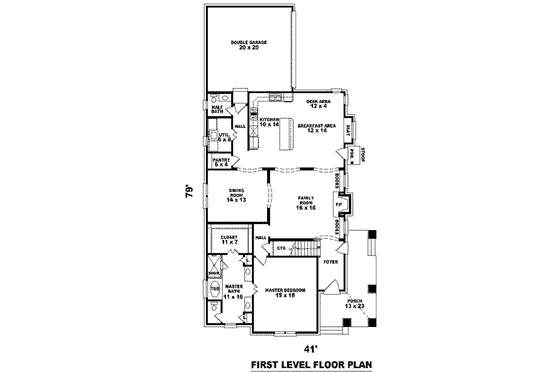 Floor Plan - Main Floor for Bungalow House Plan #81-1025 - 4 bed, 3.5 bath