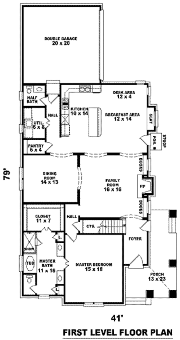 Bungalow Floor Plan - Main Floor Plan #81-1025