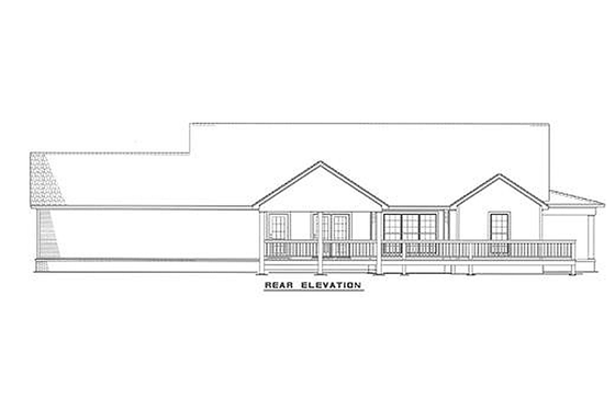 Exterior - Rear Elevation 1 for Country House Plan #17-235 - 3 bed, 3 bath