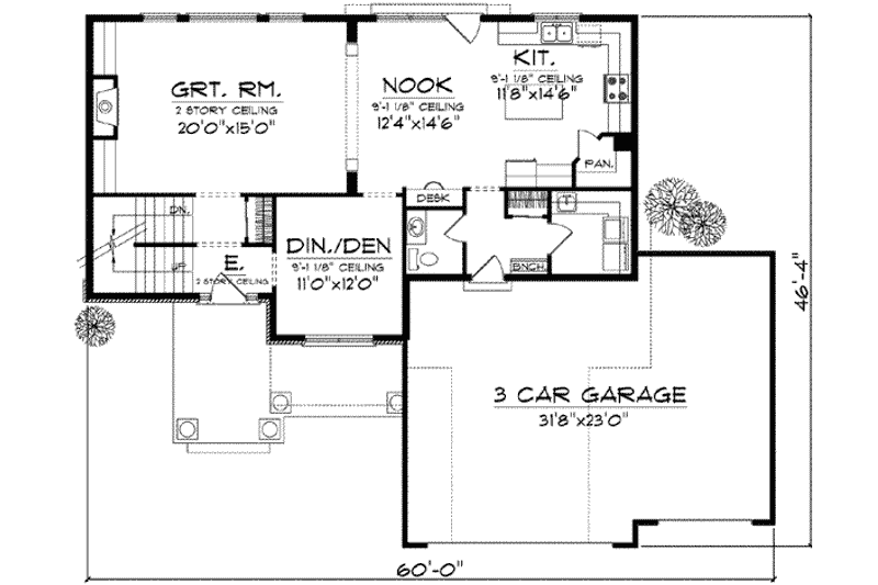 House Blueprint - Floor Plan - Main Floor for Traditional House Plan #70-841 - 4 bed, 2.5 bath