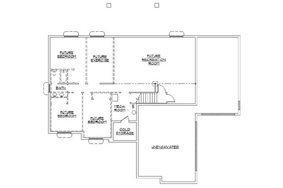 Floor Plan - Lower Floor for Ranch House Plan #5-244 - 3 bed, 2.5 bath