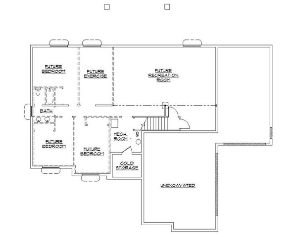 Ranch Floor Plan - Lower Floor Plan #5-244