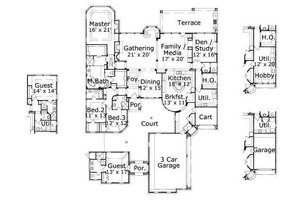 Floor Plan - Main Floor for Mediterranean House Plan #411-826 - 4 bed, 4.5 bath