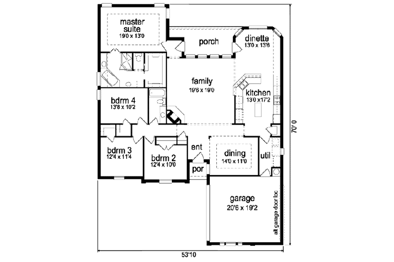 Home Plan - Floor Plan - Main Floor for Traditional House Plan #84-369 - 4 bed, 2 bath