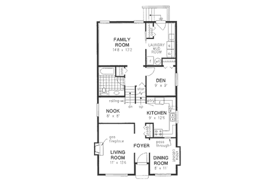 Floor Plan - Main Floor for Mediterranean House Plan #18-9228 - 4 bed, 2.5 bath