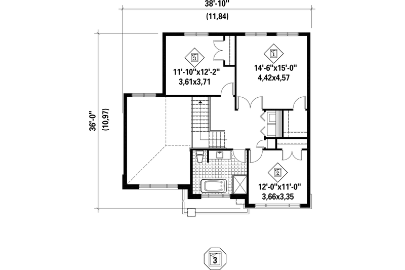 House Design - Floor Plan - Upper Floor for Contemporary House Plan #25-4379 - 4 bed, 2 bath
