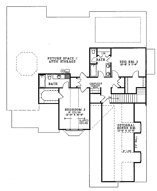 Traditional Floor Plan - Upper Floor Plan #17-2025