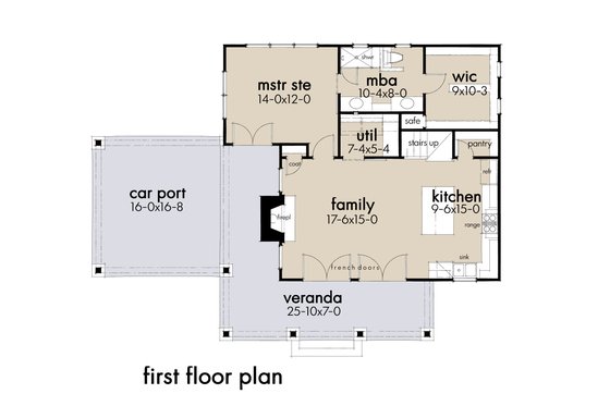 Floor Plan - Main Floor for Cottage House Plan #120-273 - 3 bed, 2 bath