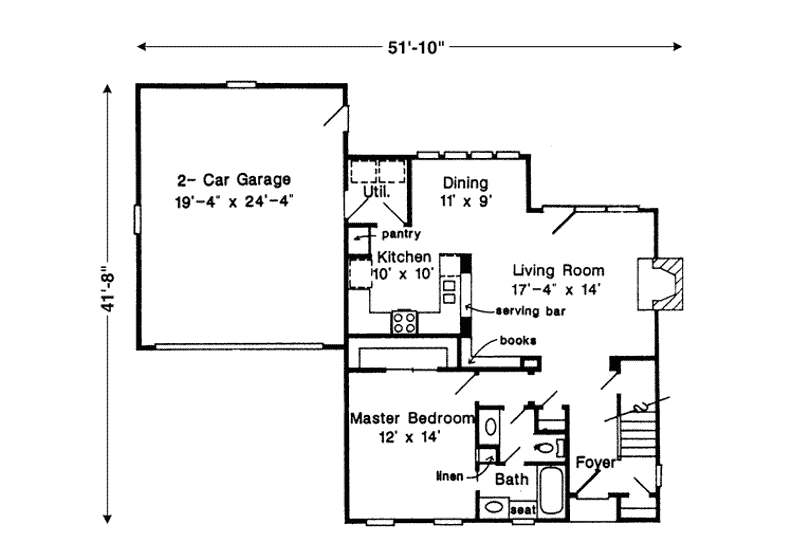 Home Plan - Floor Plan - Main Floor for Colonial House Plan #410-225 - 3 bed, 2 bath