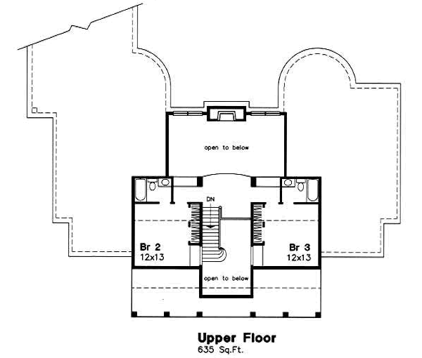 Traditional Floor Plan - Upper Floor Plan #50-185