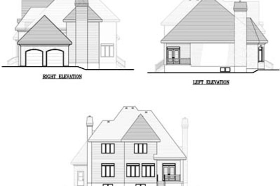 Exterior - Rear Elevation for European House Plan #138-116 - 3 bed, 2.5 bath