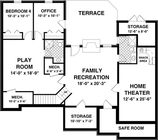 Craftsman Floor Plan - Lower Floor Plan #56-628