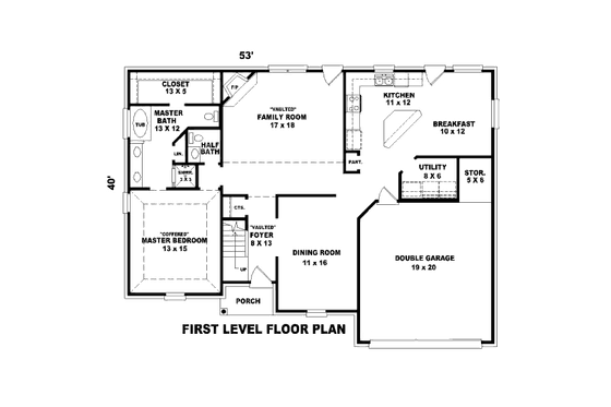 Floor Plan - Main Floor for Traditional House Plan #81-13891 - 3 bed, 2.5 bath