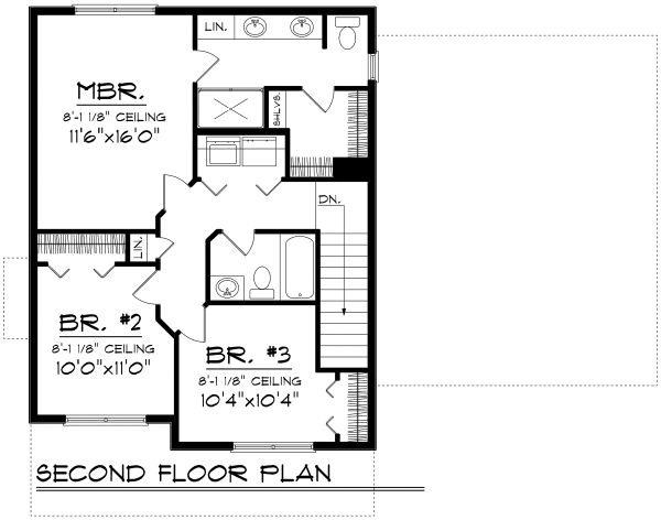 Traditional Floor Plan - Upper Floor Plan #70-1160