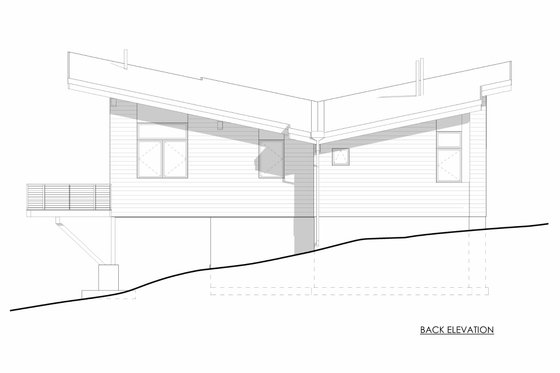 Exterior - Rear Elevation 2 for Cabin House Plan #1042-24 - 2 bed, 2 bath