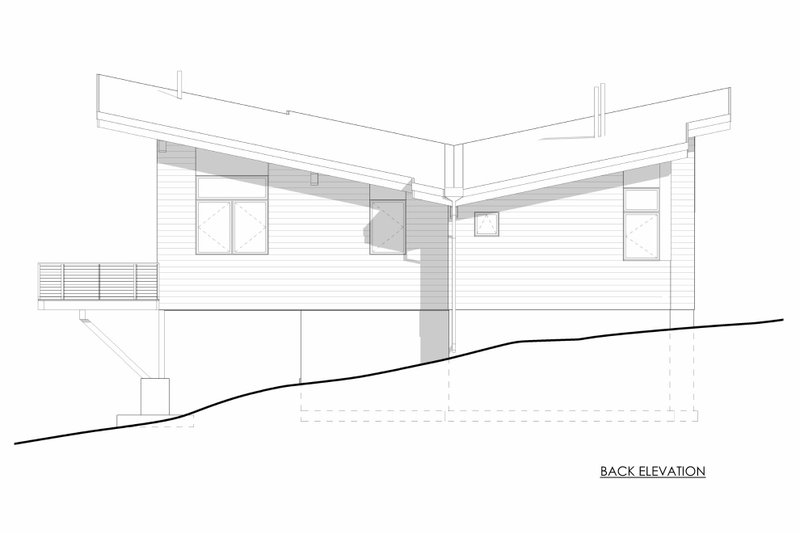 House Blueprint - Exterior - Rear Elevation 2 for Cabin House Plan #1042-24 - 2 bed, 2 bath