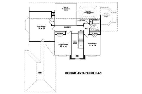 Floor Plan - Upper Floor for European House Plan #81-1136 - 3 bed, 3 bath