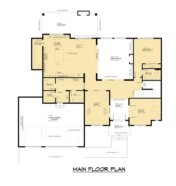 Dream House Plan - Farmhouse Floor Plan - Main Floor Plan #1066-239