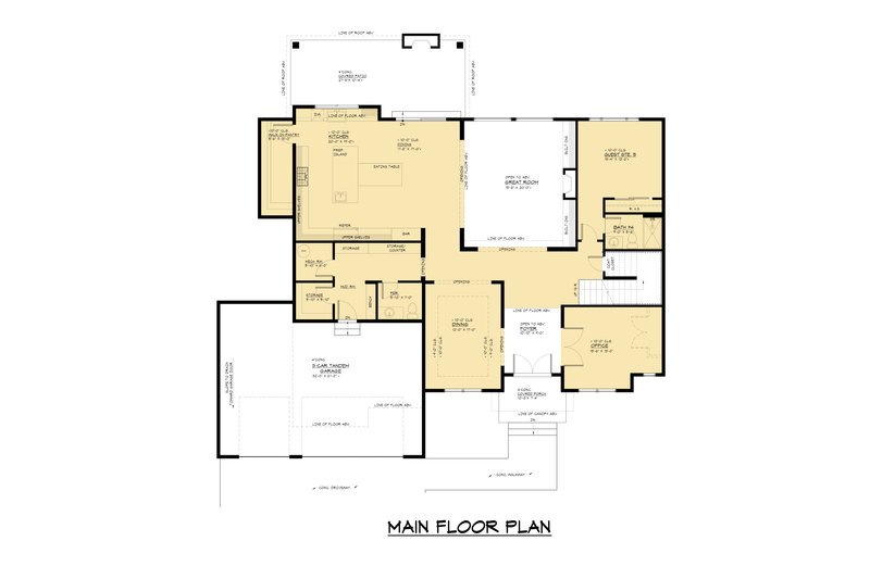 Dream House Plan - Floor Plan - Main Floor for Farmhouse House Plan #1066-239 - 5 bed, 4.5 bath