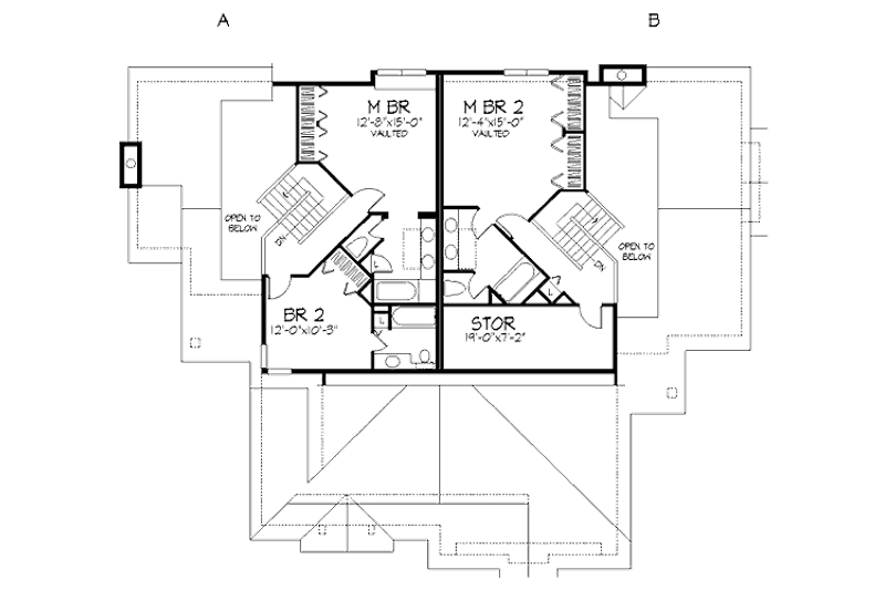 Home Plan - Floor Plan - Upper Floor for Traditional House Plan #320-443 - 2 bed, 2.5 bath
