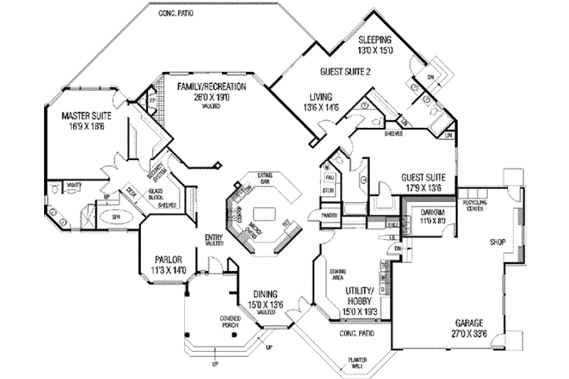 Home Plan - Floor Plan - Main Floor for Traditional House Plan #60-382 - 3 bed, 3.5 bath