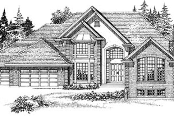Exterior - Front Elevation for European House Plan #47-340 - 4 bed, 3.5 bath