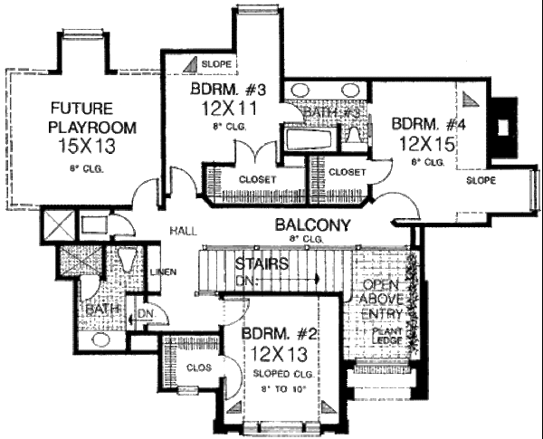 House Plan Design - European Floor Plan - Upper Floor Plan #310-634