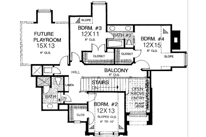 Dream House Plan - Floor Plan - Upper Floor for European House Plan #310-634 - 4 bed, 4 bath