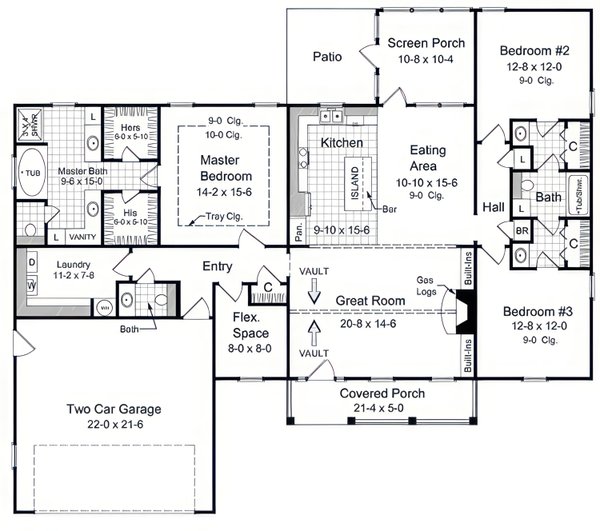 House Blueprint - Country Floor Plan - Main Floor Plan #21-642