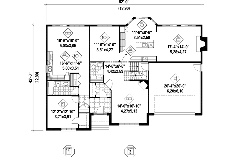 Dream House Plan - Floor Plan - Main Floor for Traditional House Plan #25-4610 - 4 bed, 3 bath