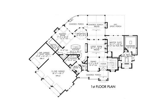 Floor Plan - Main Floor for Traditional House Plan #54-462 - 3 bed, 4 bath